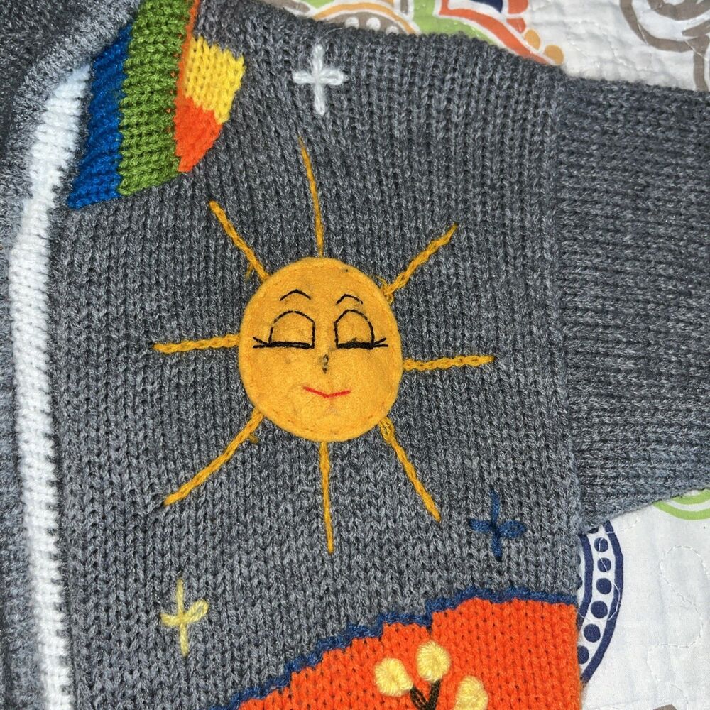 Handmade Kids Hooded Zip Sweater Size 5-7 Years Farm Chicken Llama Rabbit - Picture 5 of 8